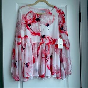 Brand new beautiful pink floral print top, size medium, and airy material